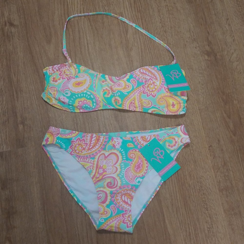 WB Paisley Print Two Piece Bikini Size XL NWT
